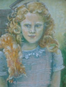 Bewilderement  (self portrait as a child), oil on canvas, Jennifer Copley-May