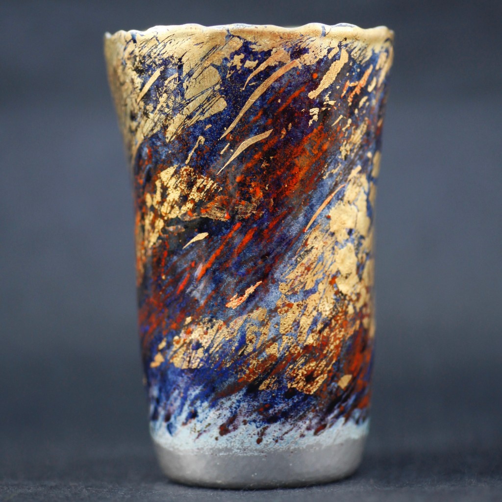 Malcolm Appleby - Armadillo Central review - Wild Fire, enamel beaker in collaboration with Jane Short, 2017, Britannia silver, H 11.2 x circ. 7.1 cm. © Philippa Swann