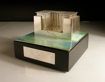 Water Theme, 2008, silver on enamel base, Prix Pictet trophy, based on the Palais de Tokyo, where Kofi Annan presented the award